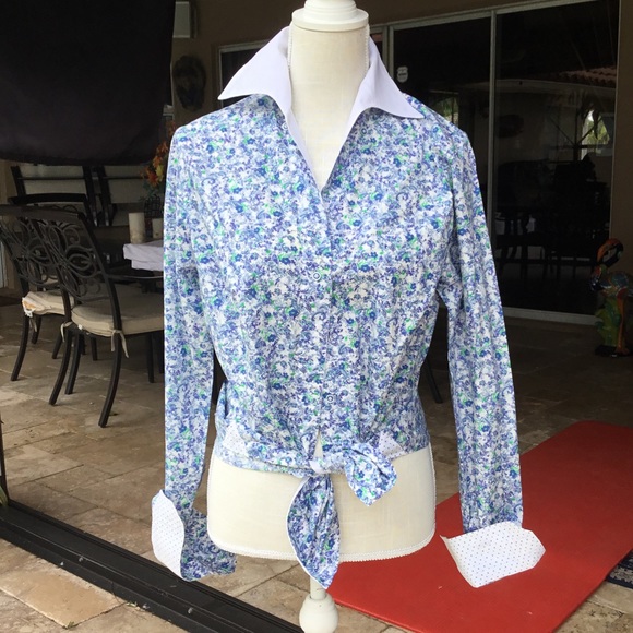 Custom Floral Pattern Collared Button Down - Picture 2 of 2